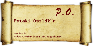 Pataki Oszlár névjegykártya